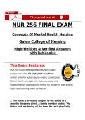 NUR 256 Final Exam Mental Health Nursing &lpar;2026&rpar; PDF &vert; Galen College of Nursing
