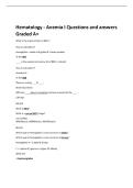 Hematology - Anemia I Questions and answers  Graded A&plus; 
