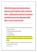 FDNY P64 Commercial Cooking Exhaust  Systems and Precipitator Clean Technician  Exam &ndash; 100 Questions And Correct Answers  &lpar;Verified Answers&rpar; Plus Rationales 2026  Q&A &vert; Instant Download Pdf