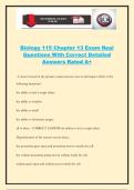 Biology 115 Chapter 13 Exam Real Questions With Correct Detailed Answers Rated A&plus;