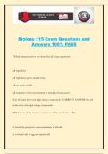 Biology 115 Exam Questions and Answers 100&percnt; PASS