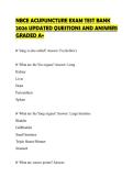 NBCE ACUPUNCTURE EXAM TEST BANK 2026 UPDATED QUESTIONS AND ANSWERS GRADED A&plus;