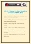 Bio 214 Chapter 11 Exam Questions and Answers 100&percnt; PASS