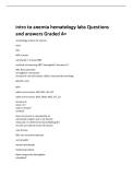 intro to anemia hematology labs Questions  and answers Graded A&plus; 