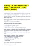 Nursing 100 WCU Assessment 1 Exam Questions with Correct Detailed Answers 