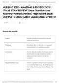 NURSING 1002 - ANATOMY & PHYSIOLOGY I &ast;FINAL EXAM REVIEW&ast; Exam Questions and Answers &lpar;Verified Answers&rpar; Most Recent exam COMPLETE &lpar;2026&rpar; &lpar;Latest Update 2026&rpar; UPDATE&excl;&excl;