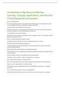 Introduction to Big Data and Machine  Learning&colon; Concepts&comma; Applications&comma; and Decision  Criteria Questions and answers 