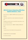 BIO 431 Exam 2 Questions With New Update Solutions &plus; Pass