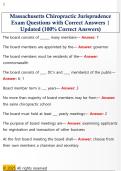 Massachusetts Chiropractic Jurisprudence  Exam Questions with Correct Answers &vert;  Updated &lpar;100&percnt; Correct Answers&rpar;