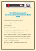 Bio 431 Urinary system Exam Questions and Answers 100&percnt; PASS