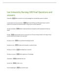Lee University Nursing 100 Final Questions and  answers 