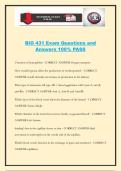 BIO 431 Exam Questions and Answers 100&percnt; PASS