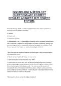 IMMUNOLOGY & SEROLOGY &lpar;QUESTIONS AND CORRECT DETAILED ANSWERS 2026 NEWEST EDITION&rpar;