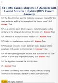 RTV 3007 Exam 1&colon; chapters 1-5 Questions with  Correct Answers &vert; Updated &lpar;100&percnt; Correct  Answers&rpar;