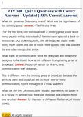 RTV 3001 Quiz 1 Questions with Correct  Answers &vert; Updated &lpar;100&percnt; Correct Answers&rpar;