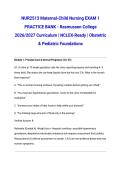 NUR2513 Maternal-Child Nursing EXAM 1 PRACTICE BANK - Rasmussen College 2026&sol;2027 Curriculum &vert; NCLEX-Ready &vert; Obstetric & Pediatric Foundations
