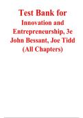 Test Bank for Innovation and Entrepreneurship 3rd Edition by John Bessant & Joe Tidd &ndash; All Chapters