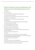 Machine Learning&colon; Concepts&comma; Applications&comma; and  Differences from Data Mining Questions and  answers 