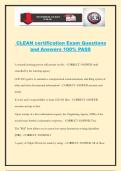 CLEAN certification Exam Questions and Answers 100&percnt; PASS