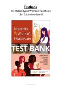 Test Bank - Maternity and Women&rsquo;s Health Care&comma; 13th Edition &lpar;Lowdermilk&comma; 2026&rpar; Latest Edition