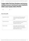 Virginia Tattoo Test Exam Questions and Answers &lpar;Verified Answers&rpar; Most Recent exam COMPLETE &lpar;2026&rpar; &lpar;Latest Update 2026&rpar; UPDATE&excl;&excl;
