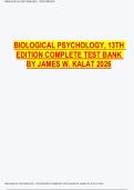 BIOLOGICAL PSYCHOLOGY&comma; 13TH EDITION COMPLETE TEST BANK BY JAMES W&period; KALAT 2026