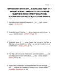 WASHINGTON STATE DOL - KNOWLEDGE TEST &lpar;911 DRIVING SCHOOL&rpar; EXAM 2025&vert; 100&percnt; VERIFIED QUESTIONS AND CORRECT SOLUTIONS&vert; GUARANTEED VALUE PACK&vert; ACE YOUR GRADES&period;