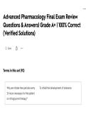 Advanced Pharmacology Final Exam Review Questions & Answers&vert; Grade A&plus; &vert; 100&percnt; Correct &lpar;Verified Solutions&rpar;