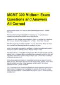 MGMT 300 Midterm Exam Questions and Answers All Correct 