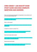 CWEA GRADE 1 LAB ANALYST EXAM STUDY GUIDE 2025&sol;2026 COMPLETE QUESTIONS AND ANSWERS