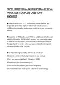 NBPTS EXCEPTIONAL NEEDS SPECIALIST FINAL PAPER 2026 COMPLETE QUESTIONS ANSWERS