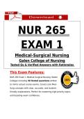 NUR 265 Exam 1 Medical-Surgical Nursing &lpar;2026&rpar; PDF &vert; Galen College of Nursing