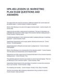 HPA 455 LESSON 10 MARKETING PLAN EXAM QUESTIONS AND ANSWERS