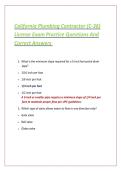 California Plumbing Contractor &lpar;C-36&rpar; License Exam Practice Questions And Correct Answers