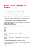Nursing 135 Test 1 Questions And Answers