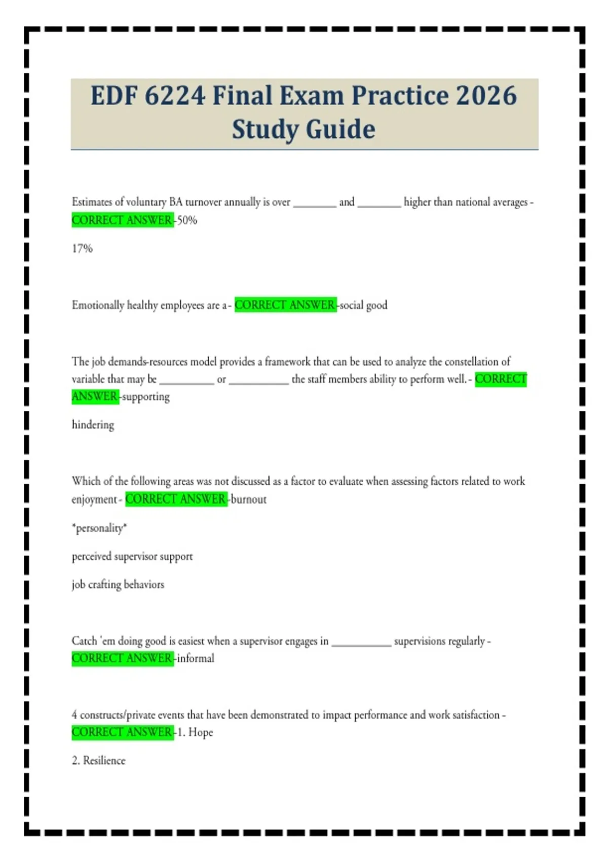 EDF 6224 Final Exam Practice 2026 Study Guide - EDF 6224 Supervision ...