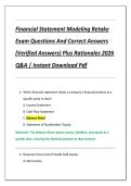 Financial Statement Modeling Retake  Exam Questions And Correct Answers  &lpar;Verified Answers&rpar; Plus Rationales 2026  Q&A &vert; Instant Download Pdf