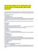 Florida Claims Adjuster Exam &vert; 206 Questions with Correct Answers &vert; A Grade Assured &vert; Newest 2026 Update&excl;&excl;&excl;&excl;&excl;&excl;&excl;