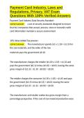 Payment Card Industry&comma; Laws and Regulations&comma; Privacy&comma; VAT Exam Questions With 100- Verified Answers&period;docx