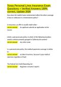 Texas Personal Lines Insurance Exam Questions &plus; Verified Answers 100- correct&comma; Update 2026&period;docx