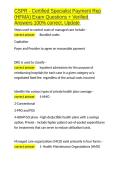 CSPR - Certified Specialist Payment Rep &lpar;HFMA&rpar; Exam Questions &plus; Verified Answers 100- correct&comma; Update&period;docx