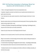 PSYC 102 Final Exam&colon; Introduction to Psychology &ndash; Study Test Questions with Verified Solutions &vert; A&plus; Graded 2026&sol;2027