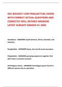 KSU BIOLOGY 1108 FINAL&lpar;ACTUAL EXAM&rpar; WITH CORRECT ACTUAL QUESTIONS AND CORRECTLY WELL DEFINED ANSWERS LATEST ALREADY GRADED A&plus; 2026
