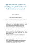 PSYC 102 Final Exam &ndash; Introduction to Psychology &vert; Study Guide Questions with Verified Solutions &vert; 2026&sol;2027