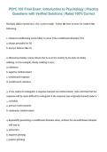 PSYC 102 Final Exam &ndash; Introduction to Psychology &vert; Practice Questions with Verified Solutions &vert; 2026&sol;2027