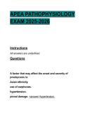 APEA PATHOPHYSIOLOGY EXAM 2025-2026