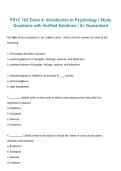 PSYC 102 Exam 4 &ndash; Introduction to Psychology &vert; Study Questions with Verified Solutions &vert; 2026&sol;2027