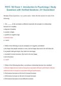 Package deal for PSYC 102 Exam&colon; Study Test Questions with Verified Solutions &vert; A&plus; Graded 2026&sol;2027