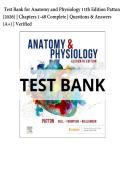 Test Bank for Anatomy and Physiology 11th Edition Patton &lpar;2026&rpar; &vert; Chapters 1-48 Complete &vert; Questions & Answers &lpar;A&plus;&rpar; &vert; Verified