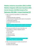 Robotics Industries Association &lpar;RIA&rpar; Certified  Robotics Integrator &lpar;CRI&rpar; Exam Questions With  Correct Answers &lpar;Verified Answers&rpar; Plus  Rationales 2026 Q&A &vert; Instant Download Pdf 